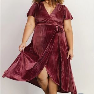 Baltic Born Andi Ribbed Velvet Wrap Dress